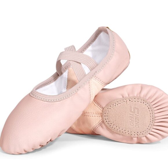 Sheng Te Ao Pointe Ballet Shoes 22cm 3.5M Big Kid size Breathable Leather nude - Picture 1 of 6